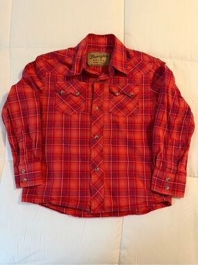 Wrangler Retro Boys Red Plaid Button-Down Shirt